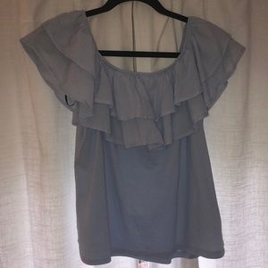 H&M light blue off the shoulder blouse